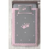 Mekta Home Bebek ve Çocuk Odası Taç Yıldız Desenli Çerçeveli Yatak Örtüsü - Renkli - 140 x 220 cm