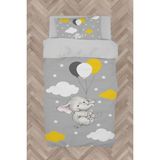 Mekta Home Bebek ve Çocuk Odası Tatlı Fil ve 3 Balon Desenli Nevresim Takımı - Renkli - 160 x 230 cm