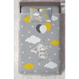Mekta Home Bebek ve Çocuk Odası Tatlı Fil ve 3 Balon Desenli Yatak Örtüsü - Renkli - 140 x 220 cm