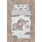 Mekta Home Bebek ve Çocuk Odası Tavşan Taşıyan Fil Desenli Nevresim Takımı - Renkli - 160 x 230 cm
