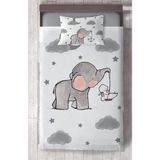 Mekta Home Bebek ve Çocuk Odası Tavşan Taşıyan Fil Desenli Yatak Örtüsü - Renkli - 140 x 220 cm