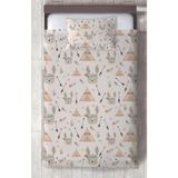 Mekta Home Bebek ve Çocuk Odası Tavşan ve Çadır Deseli Yatak Örtüsü - Renkli - 140 x 220 cm