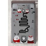 Mekta Home Bebek ve Çocuk Odası Üç Sevimli Ayı ve Yol Desenli Yatak Örtüsü - Renkli - 140 x 220 cm