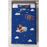 Mekta Home Bebek ve Çocuk Odası Uçak ve Bulut Desenli Yatak Örtüsü - Renkli - 140 x 220 cm