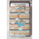 Mekta Home Bebek ve Çocuk Odası Uçak ve Fil Desenli Yatak Örtüsü - Renkli - 140 x 220 cm