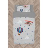 Mekta Home Bebek ve Çocuk Odası Uçak ve Uçan Balon Desenli Nevresim Takımı - Renkli - 160 x 230 cm