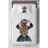 Mekta Home Bebek ve Çocuk Odası Uzun Saçlı Prenses Kız Desenli Yatak Örtüsü - Renkli - 140 x 220 cm
