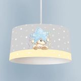 Mekta Home Bebek ve Çocuk Odası Yıldız ve Ayıcık Desenli Sarı Çizgili Avize - Renkli - 1