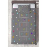 Mekta Home Bebek ve Çocuk Odası Yıldızlı Seksek Desenli Yatak Örtüsü - Renkli - 140 x 220 cm