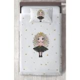 Mekta Home Bebek ve Çocuk Odası Yıldızlı ve Kıvırcık Saçlı Prenses Desenli Yatak Örtüsü - Renkli - 140 x 220 cm