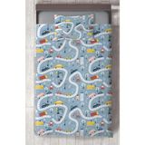 Mekta Home Bebek ve Çocuk Odası Yol ve Arabalı Mavi Yatak Örtüsü - Renkli - 140 x 220 cm