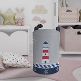 Mekta Home Denizci Desenli Lacivert Gri Bebek ve Çocuk Odası Oyuncak Sepeti