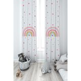 Mekta Home Gökkuşağı ve Kalp Desenli 2 Kanat Bebek ve Çocuk Odası Fon Perde