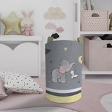 Mekta Home Gri Bebek ve Çocuk Odası Oyuncak Sepeti Fil ve Tavşan Desenli 45 cm Boyutunda - Renkli