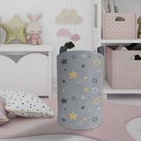 Mekta Home Gri Sarı Yıldız Desenli Bebek ve Çocuk Odası Oyuncak Sepeti 45cm Keçe Malzeme ile - Renkli