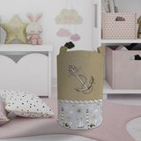 Mekta Home Kahverengi Denizci Desenli Bebek ve Çocuk Odası Oyuncak Sepeti 45cm x 35cm Keçe