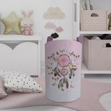 Mekta Home Kelebek Desenli Pembe Bebek ve Çocuk Odası Oyuncak Sepeti 45cm x 35cm Keçe Malzeme