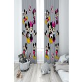 Mekta Home MKT-284 Bebek ve Çocuk Odası Mickey Minnie Mouse 2 Kanat Fon Perde