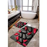Mekta Home MKTBP-008 60x100 50x60 cm 3 Boyutlu Siyah Taşlı Paspas Takımı