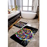 Mekta Home MKTBP-0108 60x100 50x60 cm Aslan Motifli 2'li Banyo Paspas Takımı