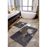 Mekta Home MKTBP-0115 60x100 50x60 cm Etnik Desen 2'li Banyo Paspas Takımı