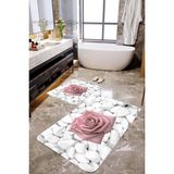 Mekta Home MKTBP-0120 60x100 50x60 cm Gül ve Taş 2'li Banyo Paspas Takımı