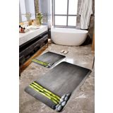 Mekta Home MKTBP-061 60x100 50x60 cm Bambu ve Taşlı 2'li Banyo Paspas Takımı
