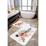 Mekta Home MKTBP-067 60x100 50x60 cm Gül Motifli 2'li Banyo Paspas Takımı