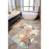 Mekta Home MKTBP-071 60x100 50x60 cm Deniz Yıldızlı 2'li Banyo Paspas Takımı