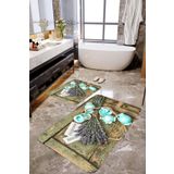 Mekta Home MKTBP-076 60x100 50x60 cm Vazo Desenli 2'li Banyo Paspas Takımı