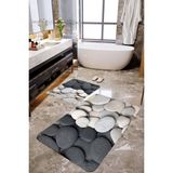 Mekta Home MKTBP-080 60x100 50x60 cm Taşlı 2'li Banyo Paspas Takımı
