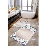Mekta Home MKTBP-097 60x100 50x60 cm Taşlı 2'li Banyo Paspas Takımı