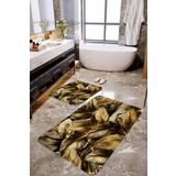 Mekta Home MKTBP-099 60x100 50x60 cm Altın Sarı Gül Yaprak 2'li Banyo Paspas Takımı