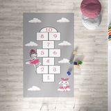 Mekta Home MKTH-135 Balerin ve Tavşan Pembe 160x230 cm Çocuk Odası Halı