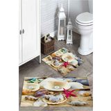 Mekta Home MKTPP-2002 60x100 50x60 cm 3 Boyutlu Midye Kabuğu Desenli 2'li Banyo Paspas Takımı