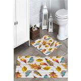 Mekta Home MKTPP-2003 60x100 50x60 cm 3 Boyutlu Çınar Yaprağı Desenli 2'li Banyo Paspas Takımı