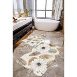Mekta Home MKTPP-2014 60x100 50x60 cm 3 Boyutlu Papatya Desenli 2'li Banyo Paspas Takımı