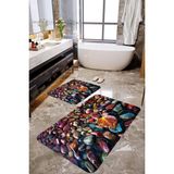 Mekta Home MKTPP-2017 60x100 50x60 cm 3 Boyutlu Renkli Taşlı 2'li Banyo Paspas Takımı