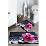 Mekta Home MKTPP-2023 60x100 50x60 cm 3 Boyutlu Menekşe ve Taşlı 2'li Banyo Paspas Takımı