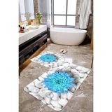 Mekta Home MKTPP-2025 60x100 50x60 cm 3 Boyutlu Yıldız Çiçeği 2'li Banyo Paspas Takımı
