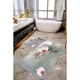 Mekta Home MKTPP-2026 60x100 50x60 cm 3 Boyutlu Kiraz Çiçeği 2'li Banyo Paspas Takımı