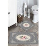 Mekta Home MKTPP-2028 60x100 50x60 cm Gül Desenli 2'li Banyo Paspas Takımı