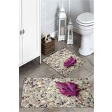 Mekta Home MKTPP-2030 60x100 50x60 cm 3 Boyutlu Mor Çınar Yaprağı 2'li Banyo Paspas Takımı