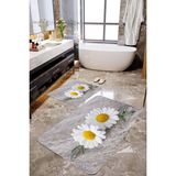 Mekta Home MKTPP-2033 60x100 50x60 cm 3 Boyutlu Papatya Desenli 2'li Banyo Paspas Takımı
