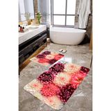 Mekta Home MKTPP-2036 60x100 50x60 cm 3 Boyutlu Çiçekli 2'li Banyo Paspas Takımı