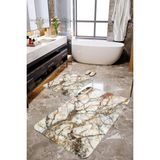Mekta Home MKTPP-2036 60x100 50x60 cm 3 Boyutlu Mermer Taşlı 2'li Banyo Paspas Takımı