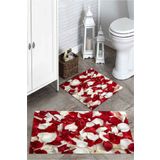 Mekta Home MKTPP-2040 60x100 50x60 cm Gül Yapraklı 2'li Banyo Paspas Takımı