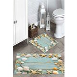 Mekta Home MKTPP-2051 60x100 50x60 cm Deniz Yıldızlı 2'li Banyo Paspas Takım