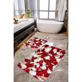 Mekta Home MKTPP-2054 60x100 50x60 cm Gül Yapraklı 2'li Banyo Paspas Takımı