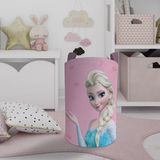 Mekta Home Pembe Elsa Desenli Bebek ve Çocuk Odası Oyuncak Sepeti 45 cm Boy 35 cm Çap Keçe Malzeme